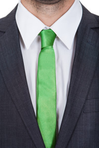 Businessman wearing green tie